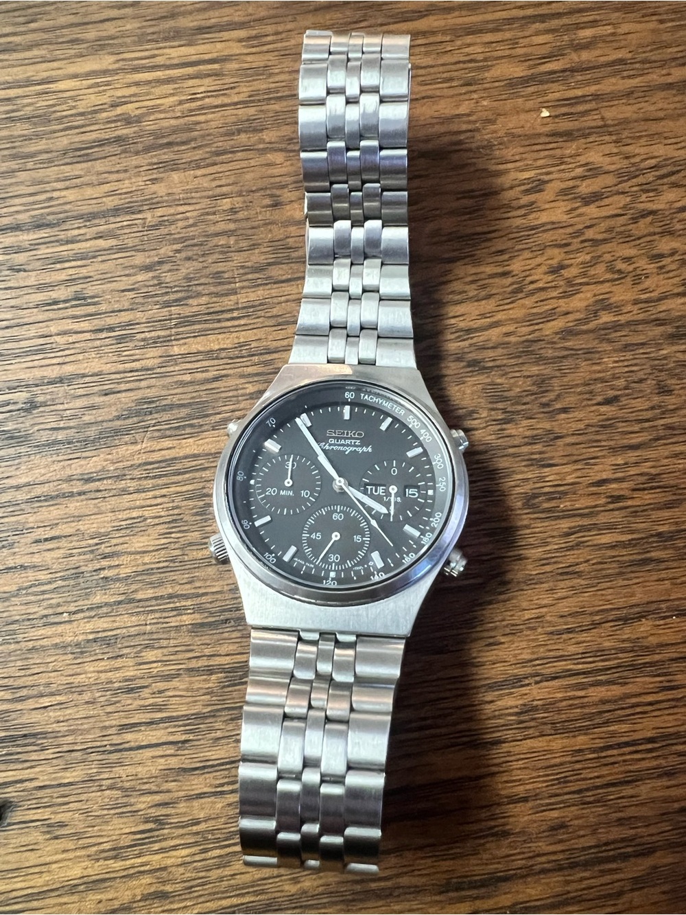 Vintage July 1987 Seiko 7A38-7270 Quartz Chronograph Watch - Original Bracelet